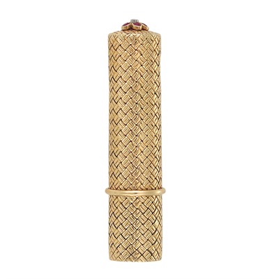 Lot 18 - Gold, Ruby and Diamond Lipstick Case, Van Cleef & Arpels