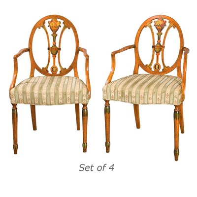 Lot 411 - Set of Four George III Style Painted Satinwood...