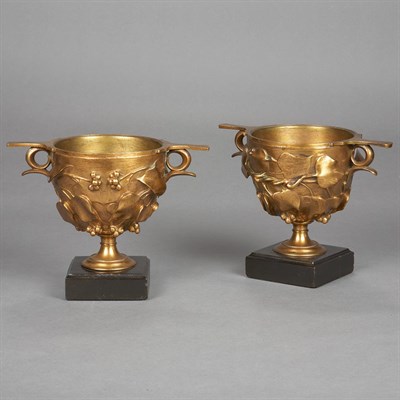 Lot 324 - Pair of Neoclassical Style Gilt-Bronze Skyphoi...