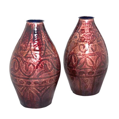 Lot 164 - Associated Pair of Art Deco Enameled Copper...