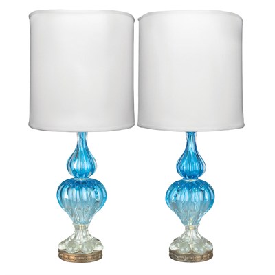 Lot 479 - Pair of Murano Glass Lamps Height 21 1/2 inches.