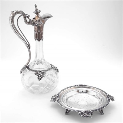 Lot 274 - Continental Silver and Cut Glass Claret Jug...