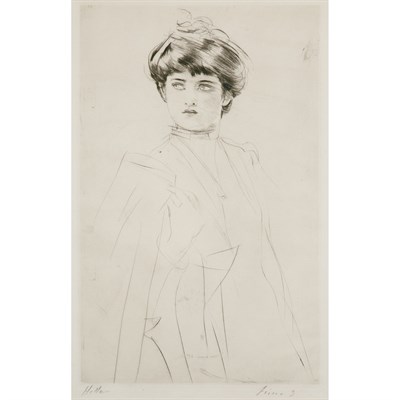 Lot 345 - Paul Cesar Helleu (1859-1927) [FEMME AU CAPE]...