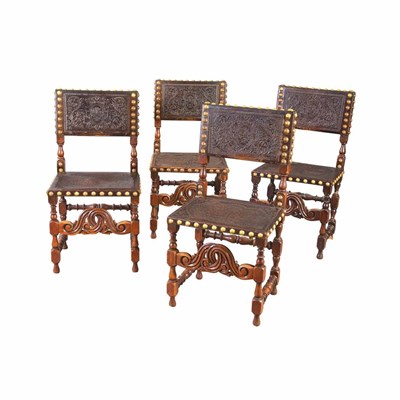 Lot 224 - Set of Eight Portuguese Baroque Style Oak...