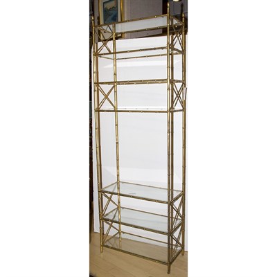 Lot 244 - Pair of Gilt-Metal and Glass Bamboo-Form Seven-...