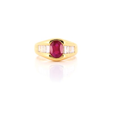 Lot 667 - Gold, Ruby and Diamond Gypsy Ring