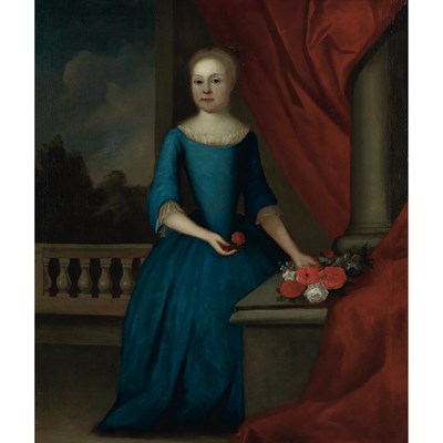 Lot 1 - American School 18th Century Girl with a Rose...