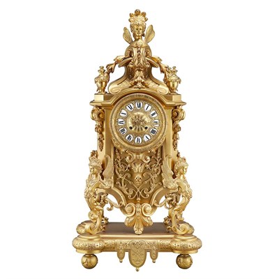 Lot 212 - Louis XIV Style Gilt-Bronze Mantel Clock The...