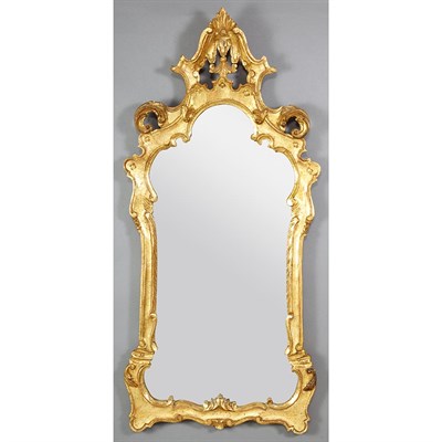 Lot 183 - Rococo Style Painted Wood Mirror Of cartouche...