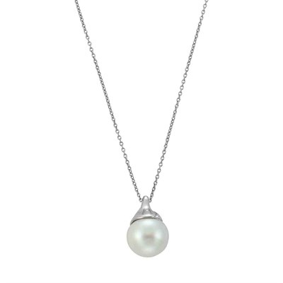 Lot 178 - Platinum and Cultured Pearl Pendant with Platinum Chain, Tiffany & Co., Elsa Peretti