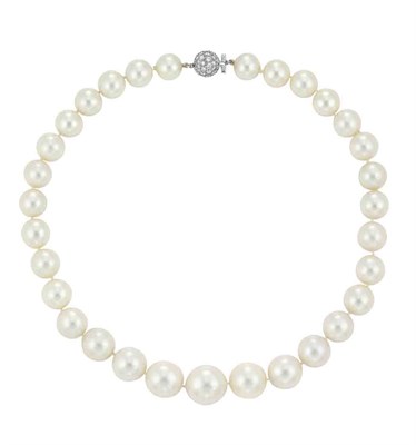 Lot 404 - Cultured Pearl Necklace with Diamond Ball Clasp