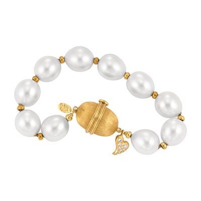 Lot 10 - Gold and Freshwater Pearl Bracelet, Henry Dunay