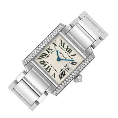 Lot 214 - Lady's White Gold and Diamond Wristwatch, Cartier