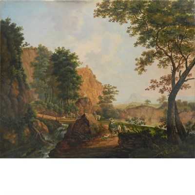 Lot 88 - Dutch School 18th century Travelers on a...