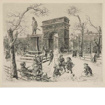 Lot 530 - John Sloan SCULPTURE IN WASHINGTON SQUARE (M....