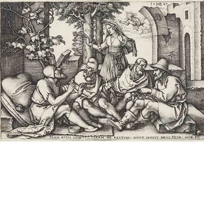 Lot 293 - Hans Sebald Beham JOB CONVERSING WITH HIS...