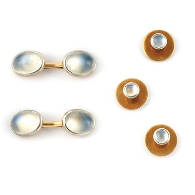 Lot 655 - Gold, Platinum and Moonstone Dress Set