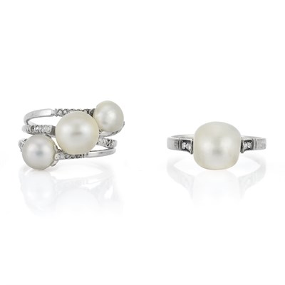 Lot 55 - Two Antique Pearl and Diamond Rings