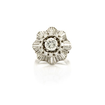 Lot 616 - Platinum and Diamond Ballerina Ring