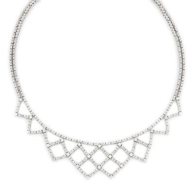 Lot 637 - White Gold and Diamond Necklace