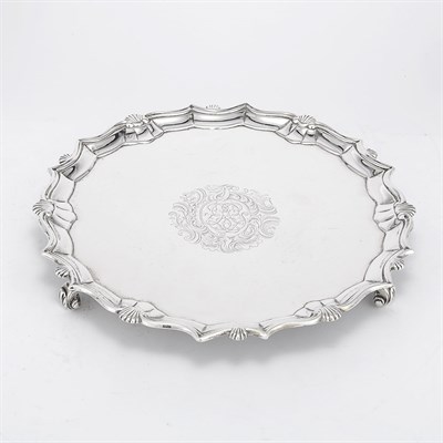 Lot 409 - George II Silver Salver Maker's marks rubbed,...