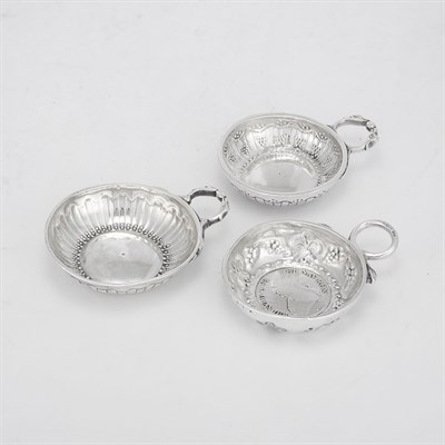 Lot 408 - Group of Three English Silver Wine Tasting...