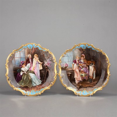 Lot 302 - Pair of Continental Porcelain Cabinet Plates...