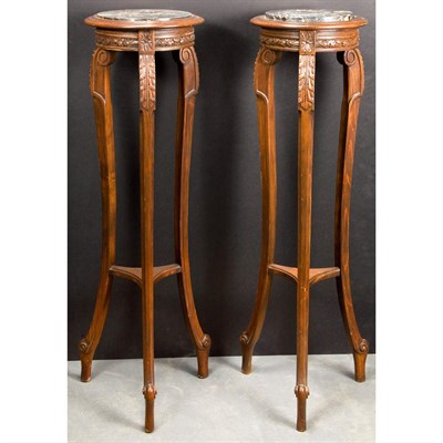 Lot 168 - Pair of Louis XVI Style Carved Mahogany Stands...