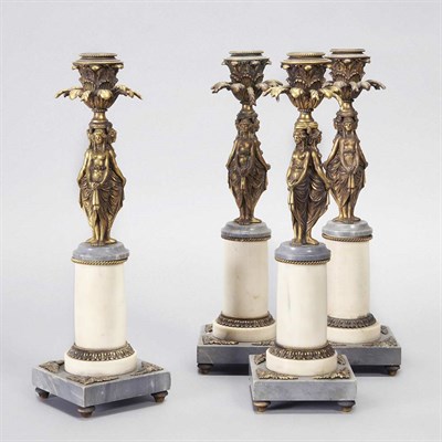 Lot 304 - Set of Four Louis XVI Style Gilt-Bronze and...