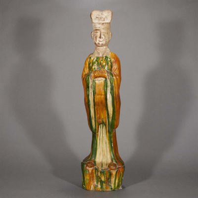 Lot 498 - Chinese Sancai Glazed Pottery Figure of an...