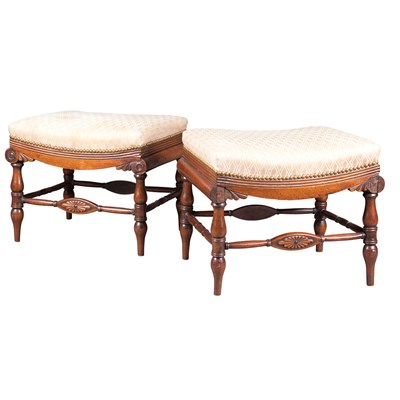 Lot 268 - Pair of Late Regency Mahogany Footstools First...