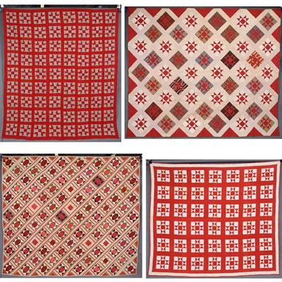 Lot 270 - Group of Red Print Quilts 19th Century...