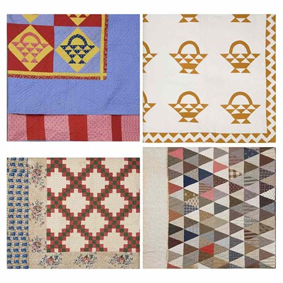 Lot 203 - Group of Basket and Other Quilts 19th Century...