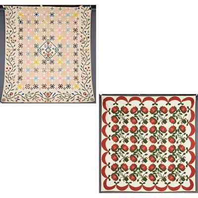 Lot 265 - Calico Diamond in Square Quilt 19th Century...
