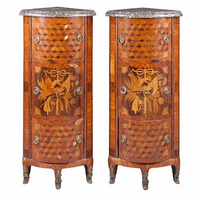 Lot 278 - Pair of Transitional Louis XV/XVI Marquetry...