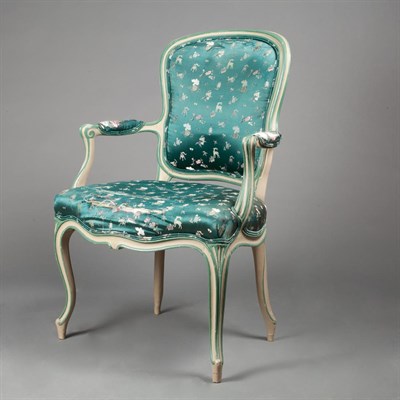 Lot 273 - Louis XV Painted Fauteuil en Cabriolet Mid...