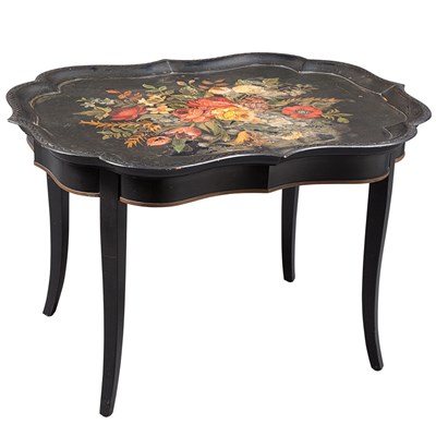 Lot 274 - Victorian Painted Tray on Stand 19th Century...