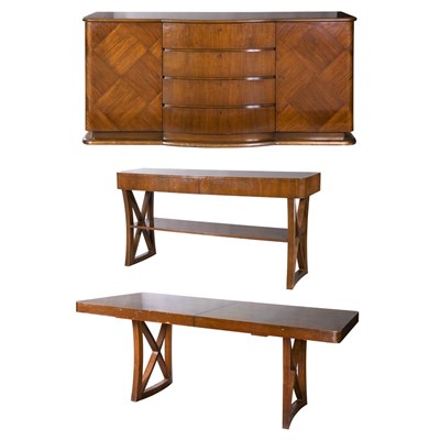 Lot 498 - Art Deco Style Mahogany Dining Suite...