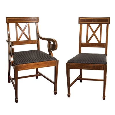 Lot 217 - Set of Eight Edwardian Style Inlaid Mahogany...