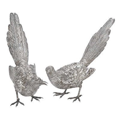 Lot 225 - Pair of Continental Silver Pheasant-Form...