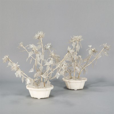 Lot 246 - Pair of Chinese White Hardstone Trees Height...