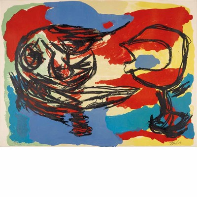 Lot 100 - Karel Appel HEADS IN COLORFUL LANDSCAPE Color...