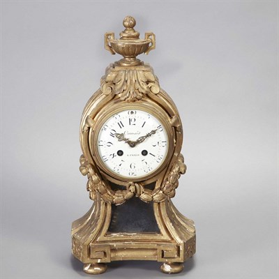Lot 325 - Louis XVI Style Gilt-Wood Mantel Clock The...