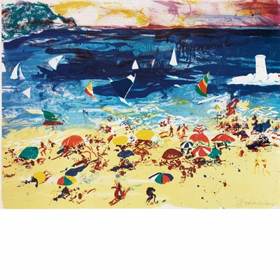Lot 448 - Malcolm Morley (b. 1931) BEACH SCENE Color...