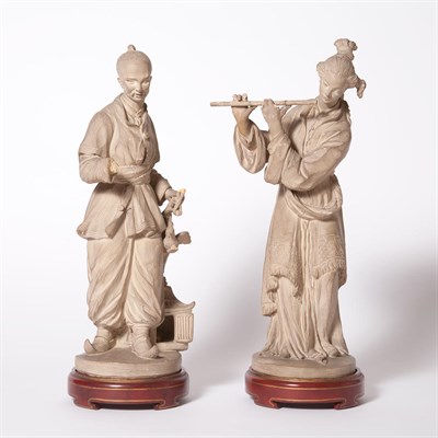 Lot 206 - Pair of Terra Cotta Chinoiserie Figures Height...