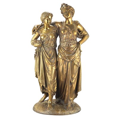 Lot 477 - Gilt-Bronze Figural Group of Two Female...