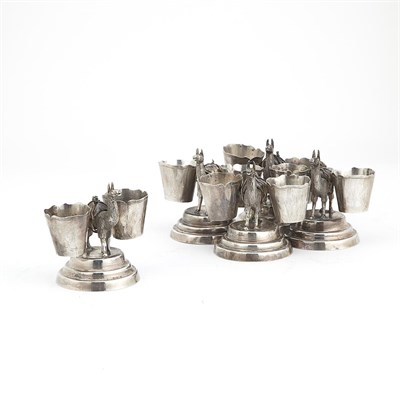 Lot 224 - Set of Five Peruvian Silver Salts Each in the...