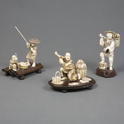 Lot 194 - Group of Twelve Japanese Ivory Figures and...