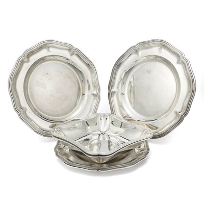 Lot 221 - Group of Six French Silver Trays Risler and...