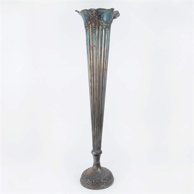 Lot 348 - Continental Silver Plated Trumpet Vase Molded...